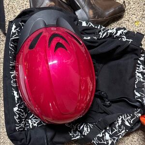 Pink Riding Helmet, boots, bag & chaps